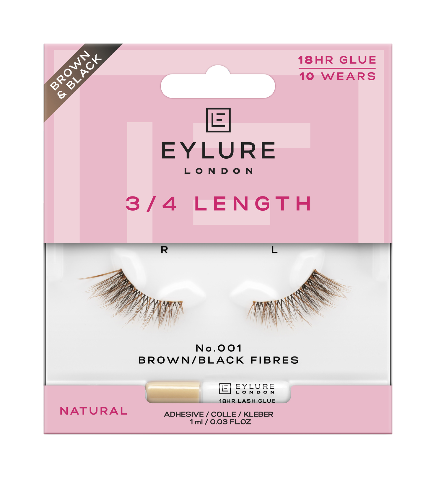 Eylure gerviaugnhár 3/4 Lengt no. 001 # Brown/Black