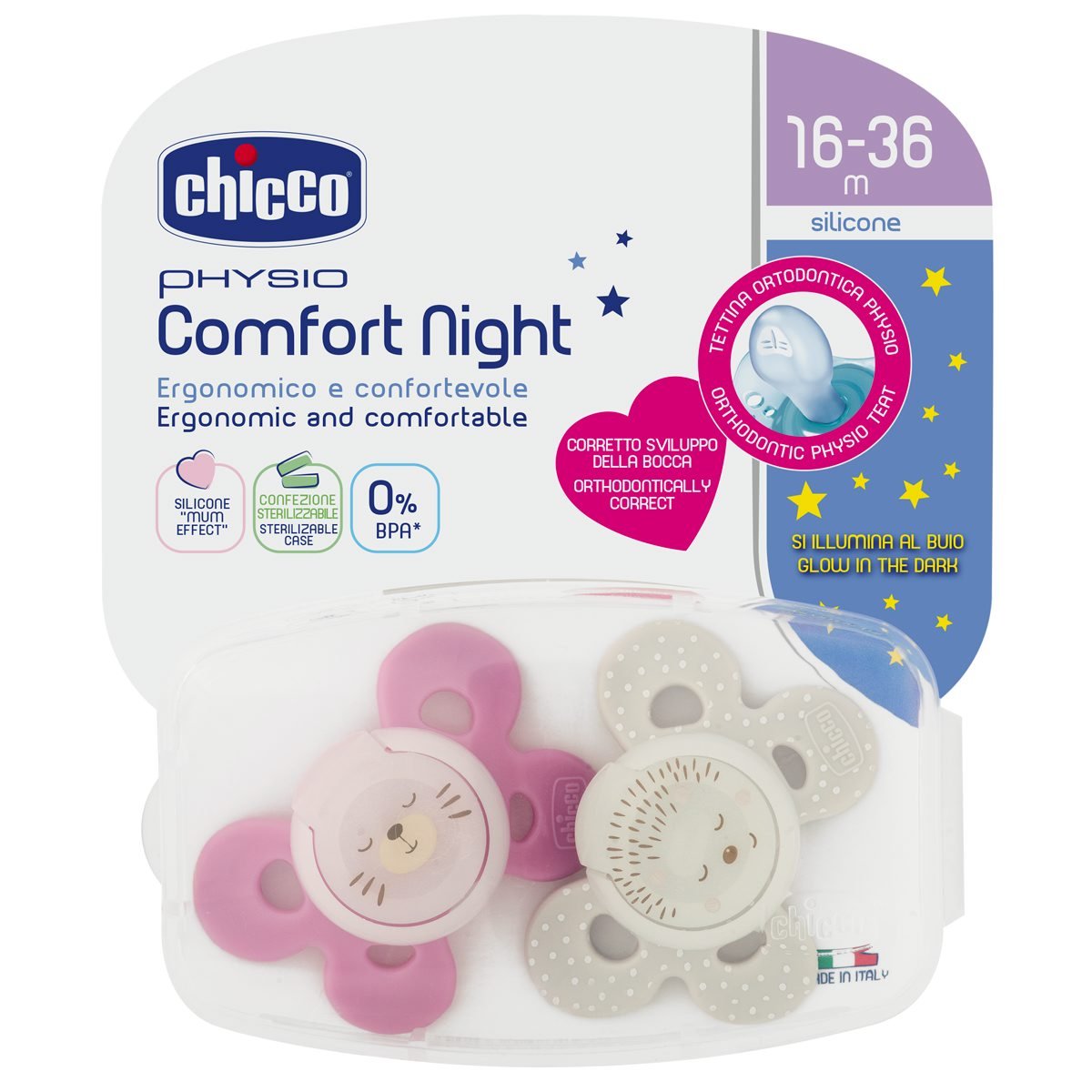 Chicco Ph Comfort snuð 16-36 nætursnuð 2 stk. (1)