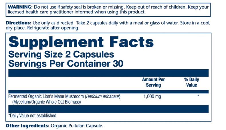 Solaray Fermented Lion's Mane 60 veganhylki (1)
