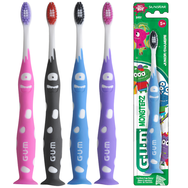 GUM Monster krakka tannbursti fyrir 7-9 ára - margir litir