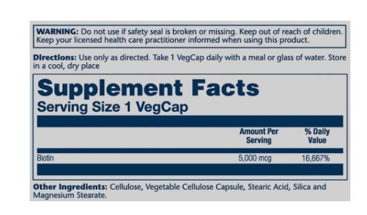 Solaray Biotin 5000mcg, 60 hylki (1)
