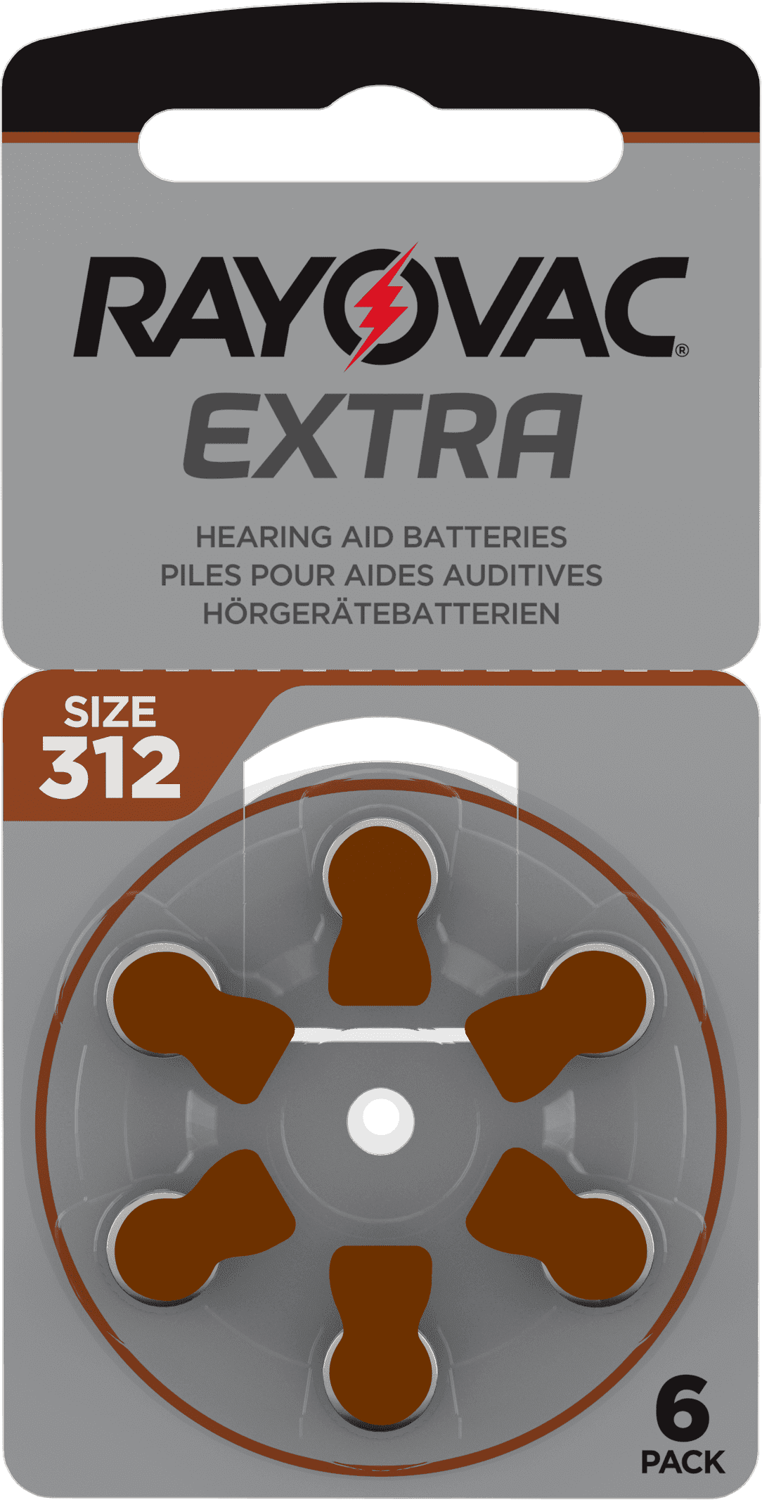 Rayovac rafhlöður í heyrnatæki 312/ brúnar 6 stk.