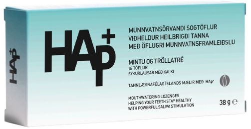 HAp+ Mintu- & Tröllatrésbragð 38 gr., 16 töflur