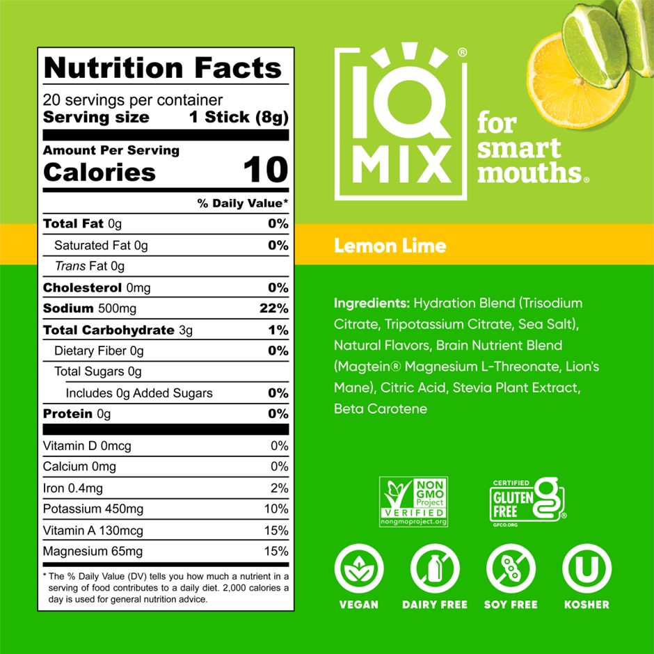 IQMIX salt- og steinefnablanda 20 stk. # Lemon Lime (1)