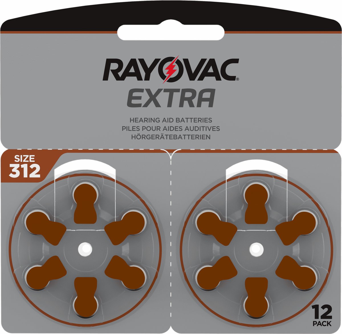Rayovac rafhlöður í heyrnatæki 312/ brúnar 12 stk.