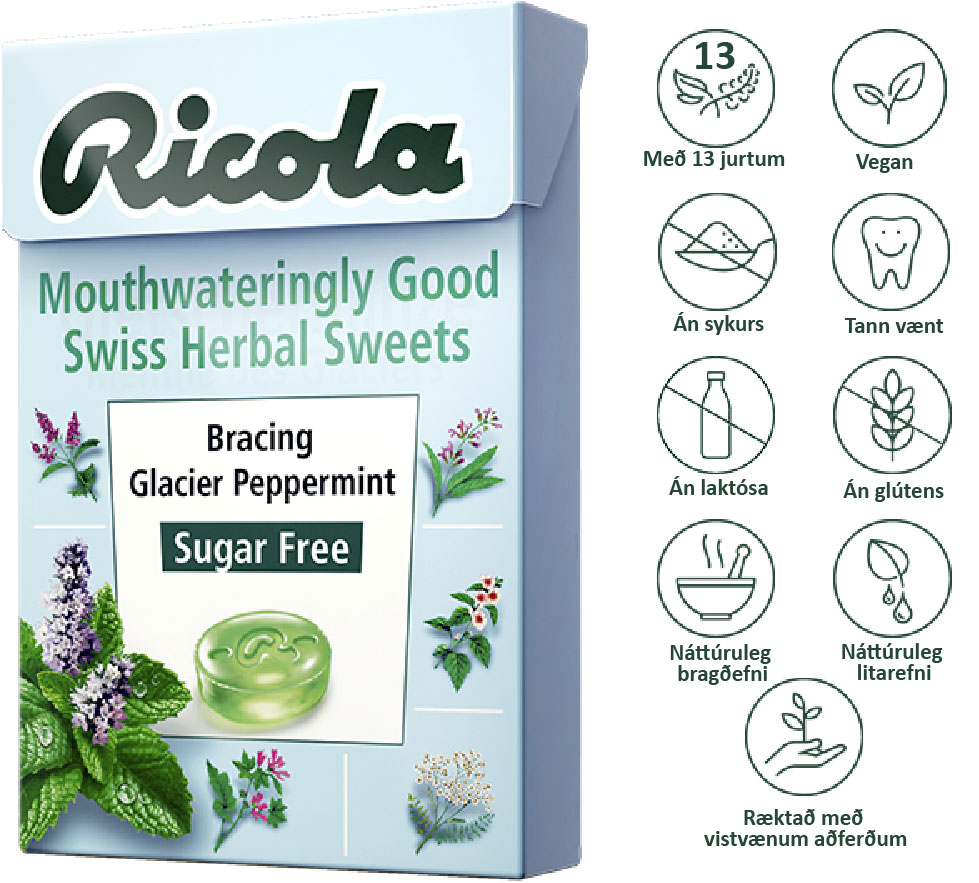 Ricola Galcier Peppermint 45gr. #sykurlaust (1)