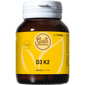 Guli miðinn D3 og K2 vítamín 60 hylki