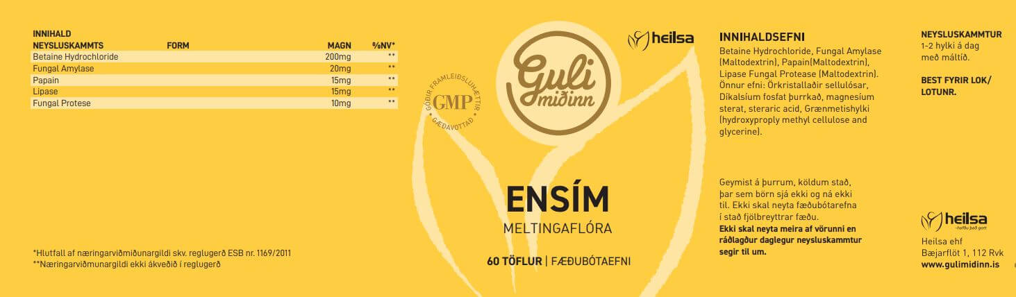 Guli miðinn Ensím 60 töflur (1)