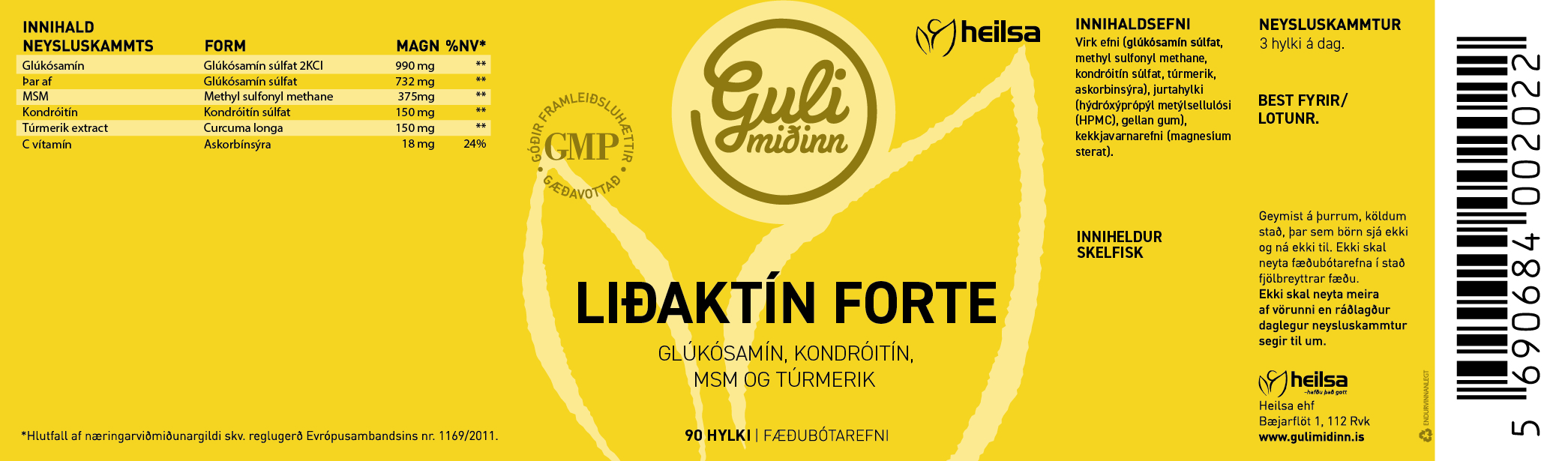 Guli miðinn Liðaktín Forte 90 töflur (1)