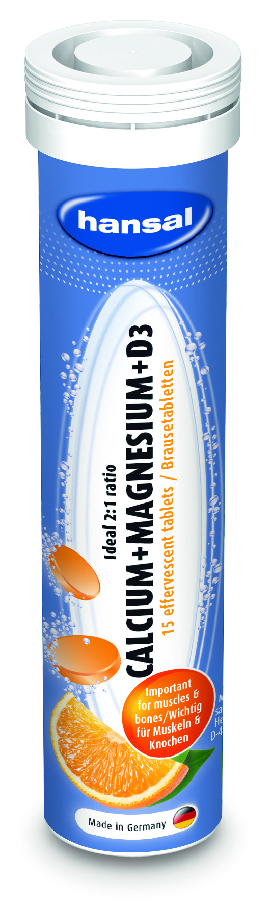 Hansal Kalsíum+magnesium+D3 freyðitöflur 15 stk.