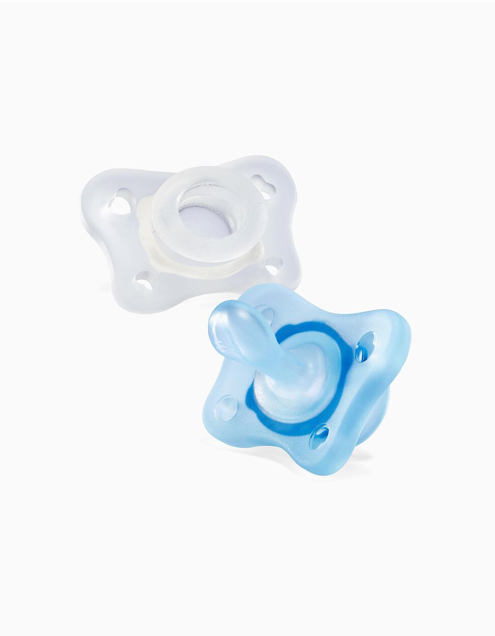 Chicco Physio Soft Mini snuð 0-2ja mánaða #blátt og glært