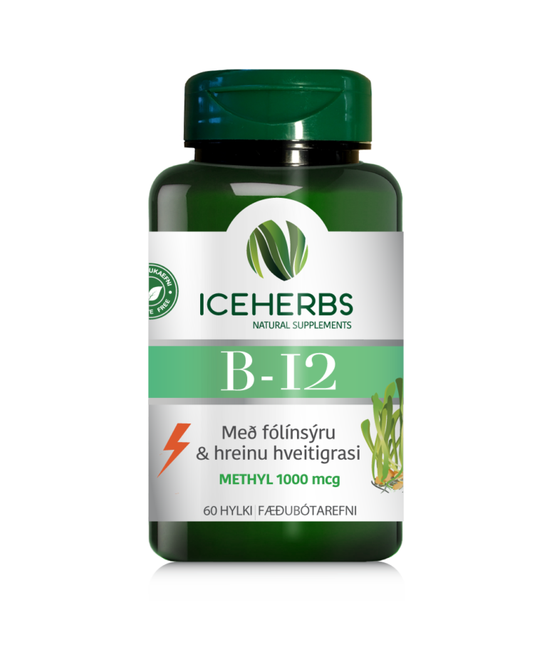 Iceherbs B-12 vítamín & hveitigras 60 hylki