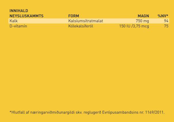 Guli miðinn Kalk+D-3, 60 töflur (1)