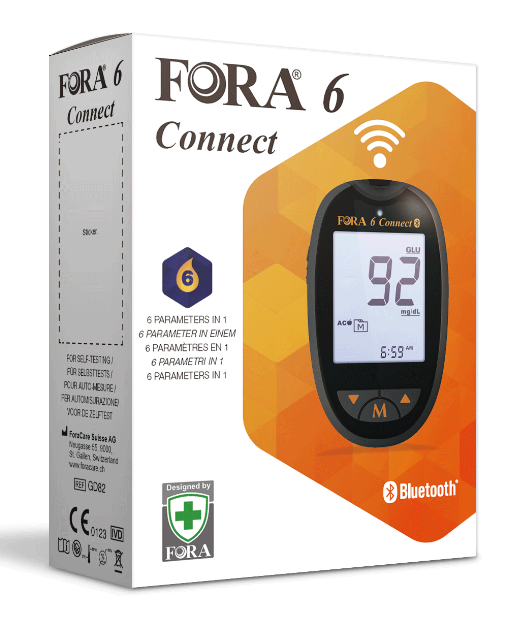 FORA 6 blóðsykurs, ketó og kólesterólmælir með Bluetooth tengi