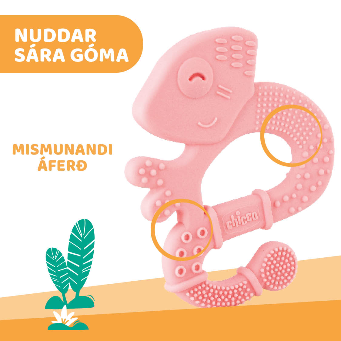 Chicco tannhring silicone bleikur +2mán (4)