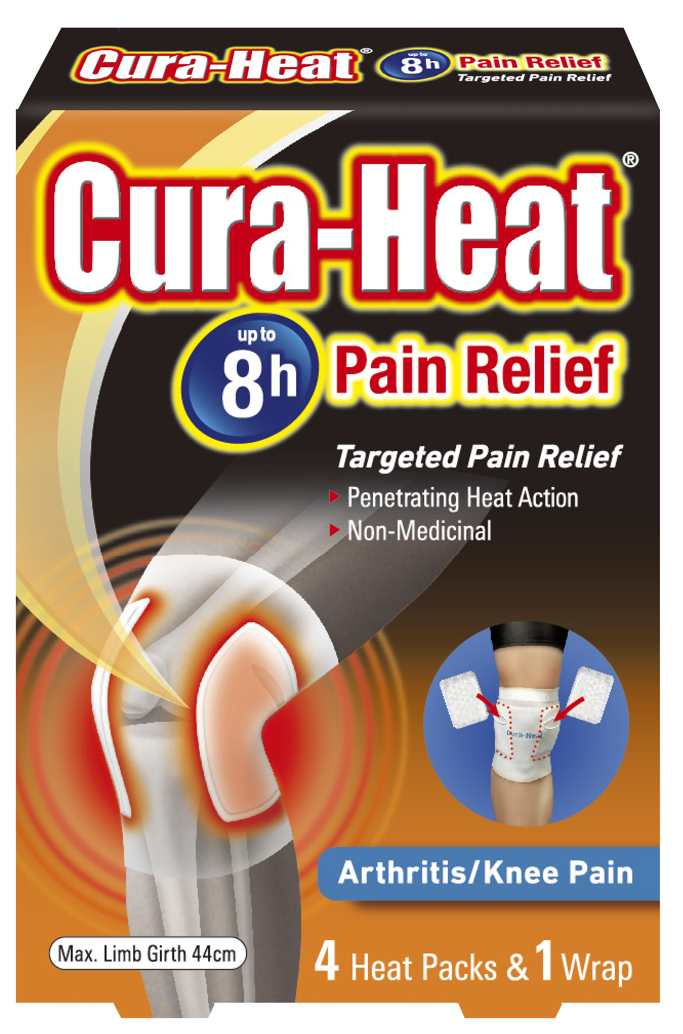 Cura-Heat Arthritis/Knee Pain hitaplástrar 4 stk.