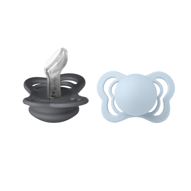 BIBS Couture Iron / Baby Blue Silicone 6 mán+ #stærð 2 (1)
