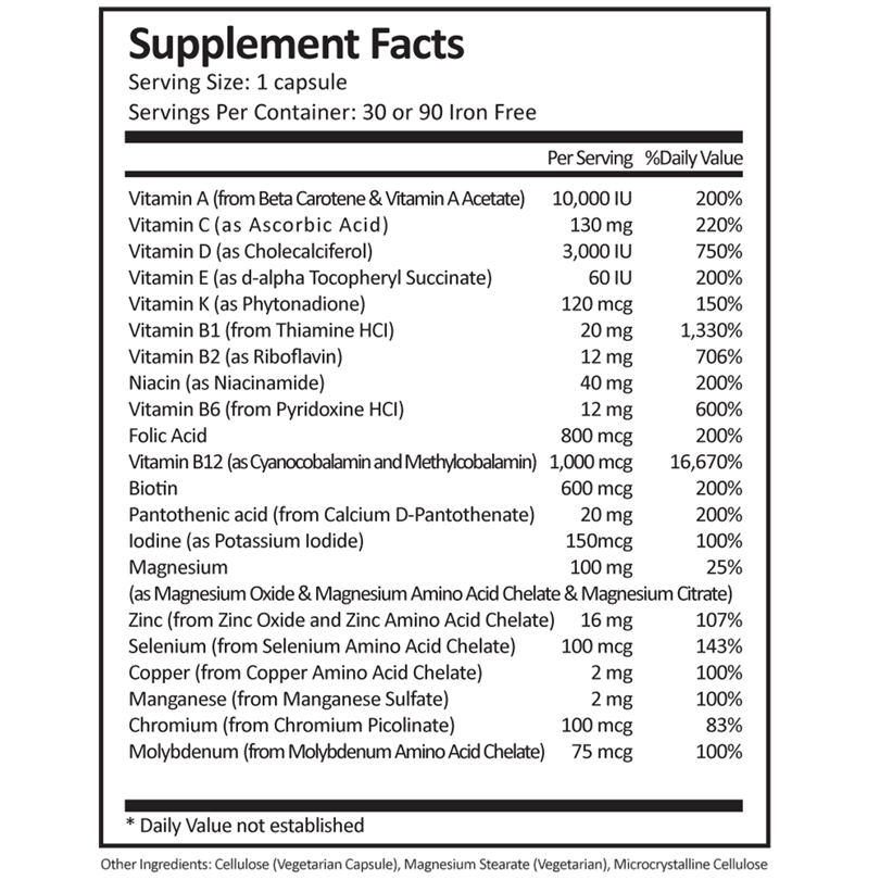 ProCare fjölvítamin án járns 90 hylki (1)