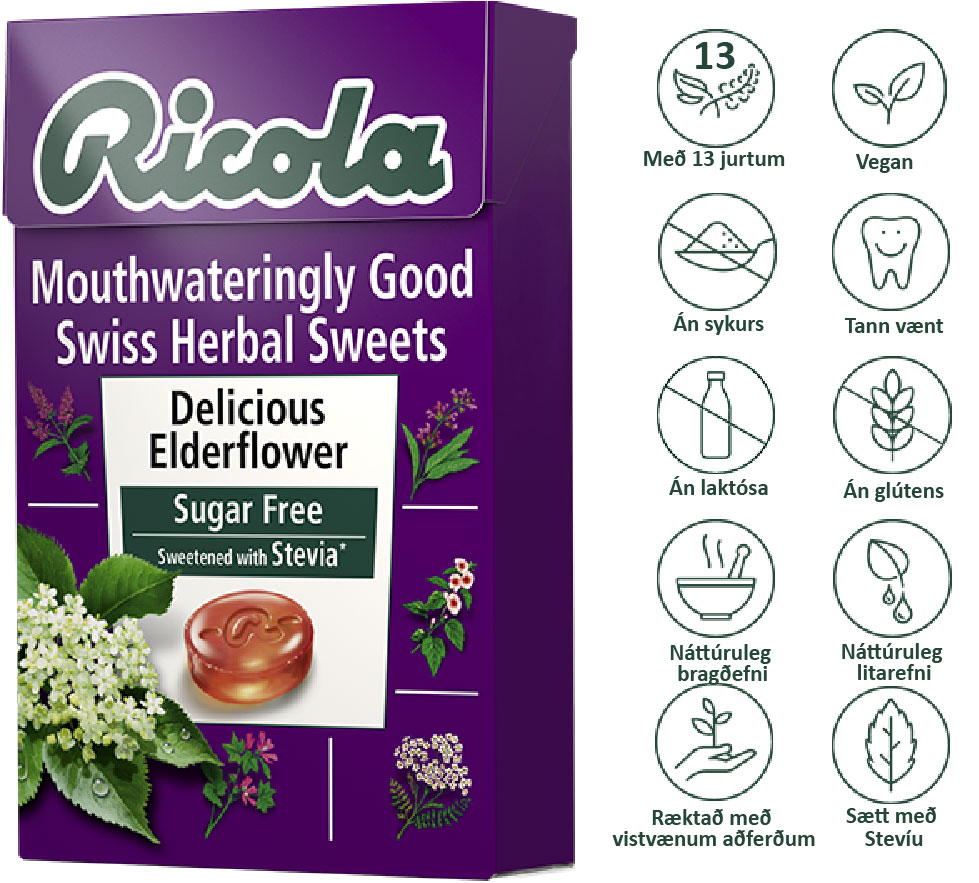 Ricola Ylliblóm  / Elderflower 45gr. #sykurlaust (1)