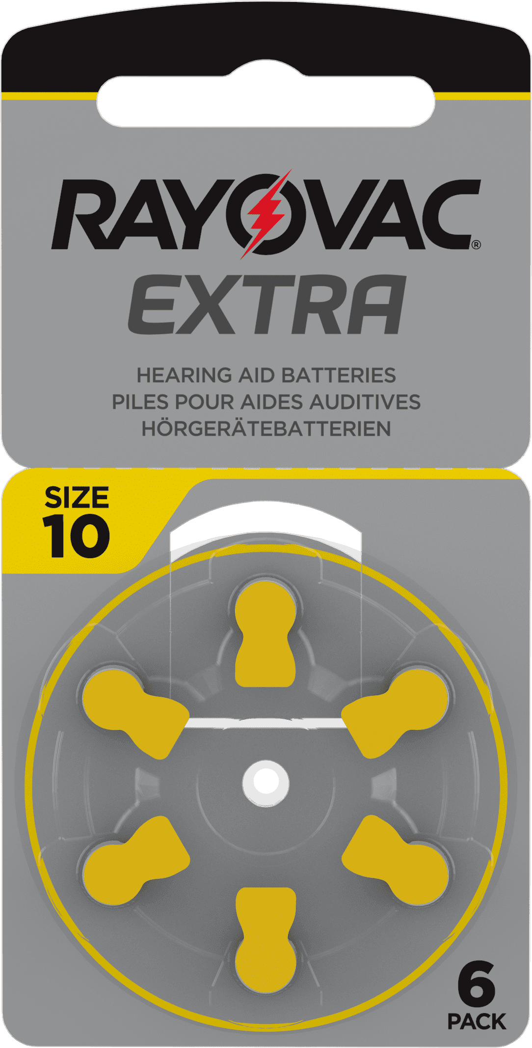 Rayovac rafhlöður í heyrnatæki 10/gular 6 stk.