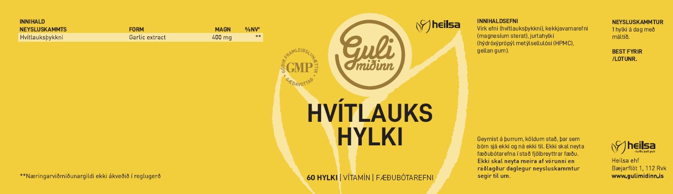 Guli Miðinn hvítlaukur lyktarlaus 60 hylki (1)