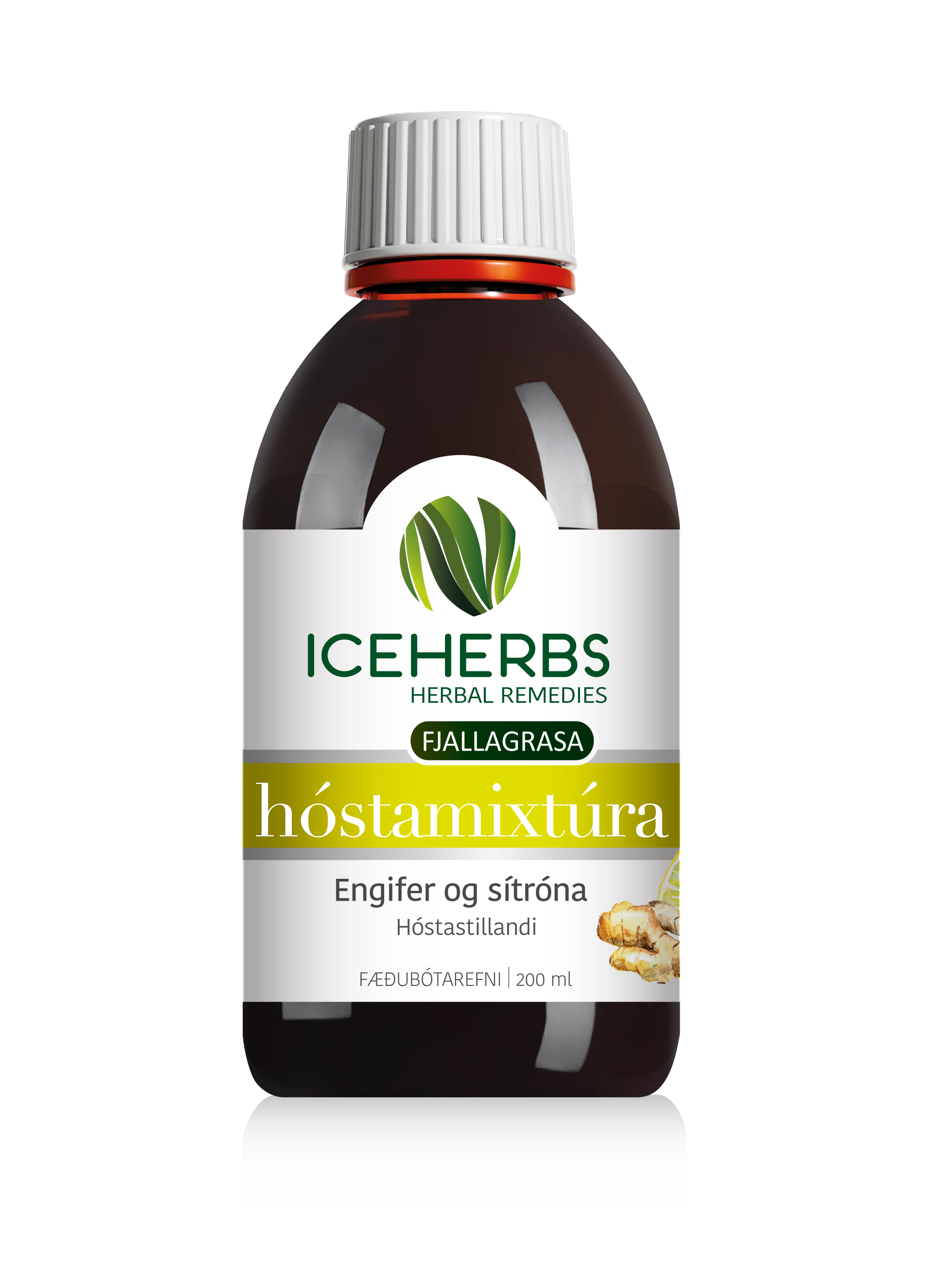 Iceherbs hóstamixtúra sítróna og engifer 200 ml.