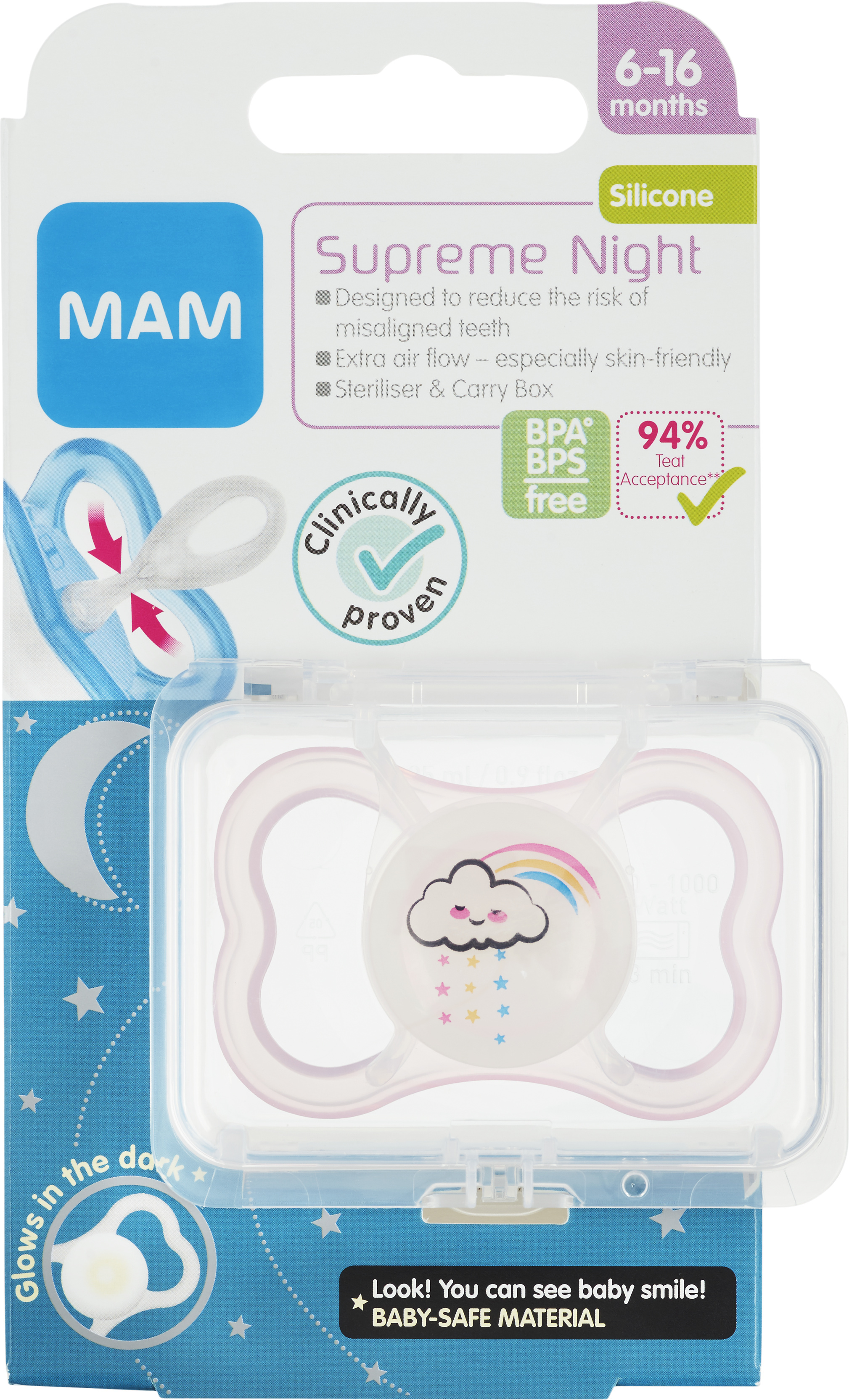 MAM Supreme nætursnuð 6-16 mán #3 litir