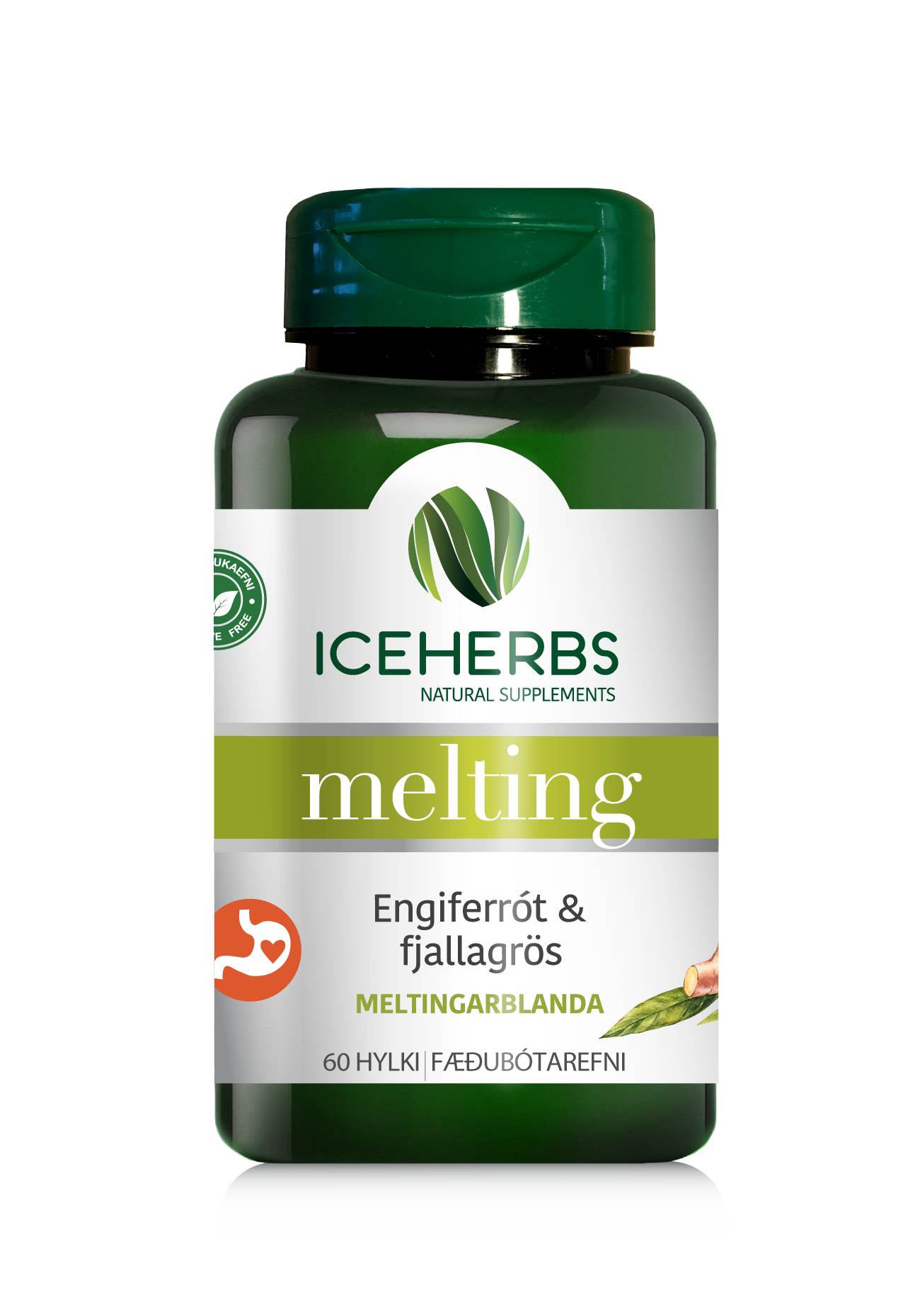 Iceherbs Melting með engiferrót og fjallagrösum 60 hylki
