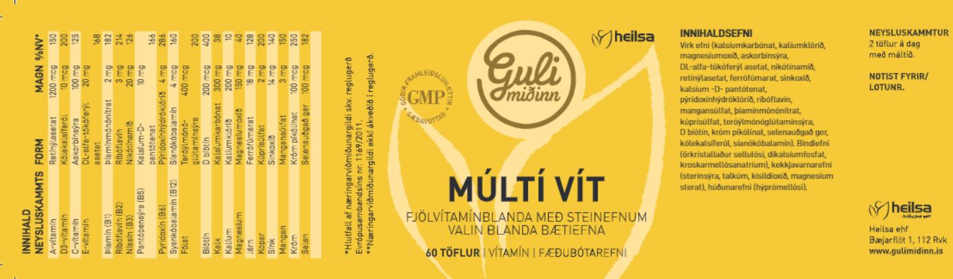 Guli Miðinn Múltí Vít 60 töflur (1)