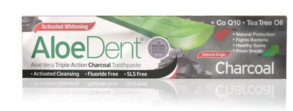 Optima Aloe Dent Charcoal tannkrem 100 ml. #án flúors