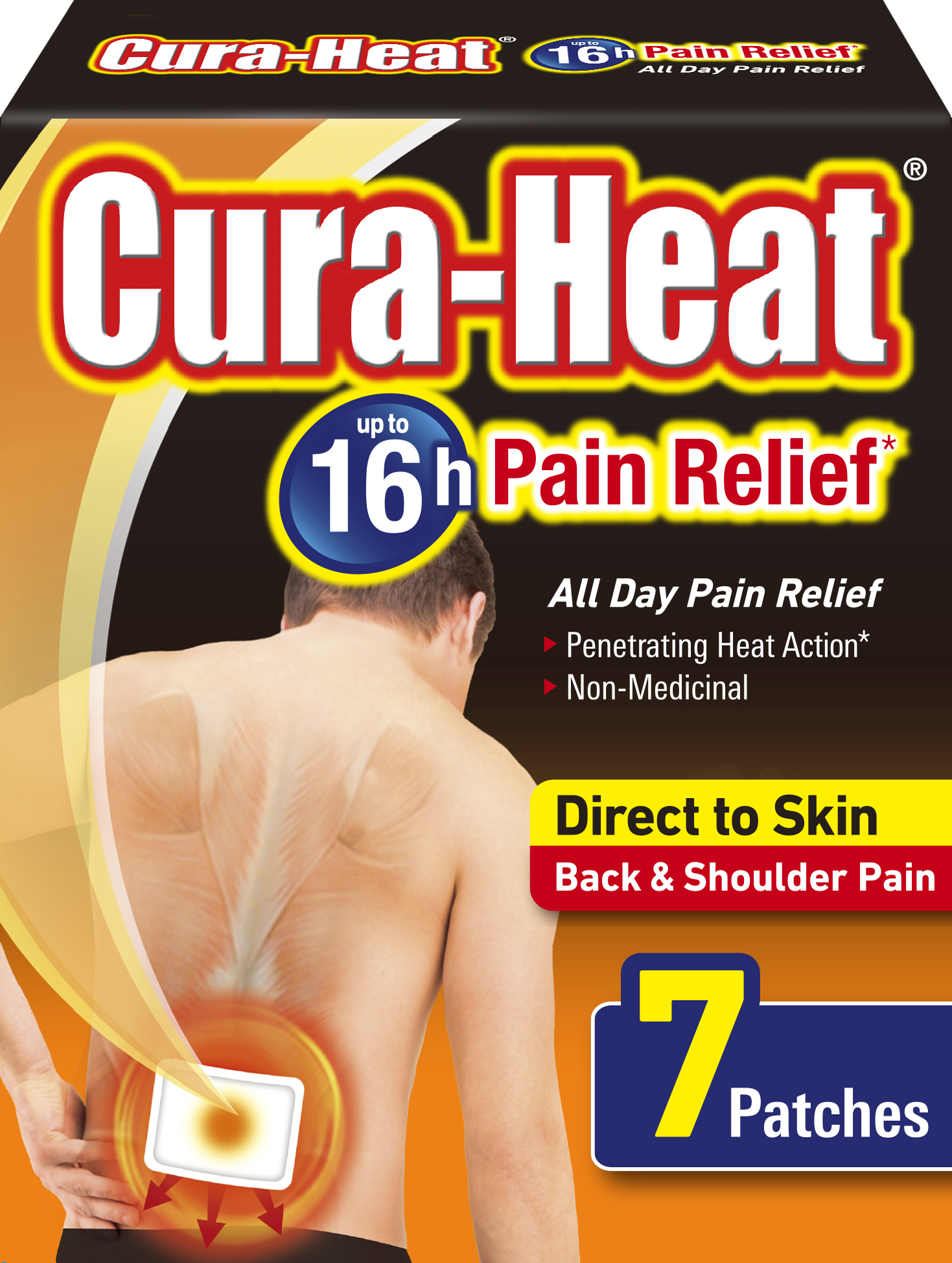 Cura-Heat Direct to Skin Back Pain hitaplástur 7 stk.