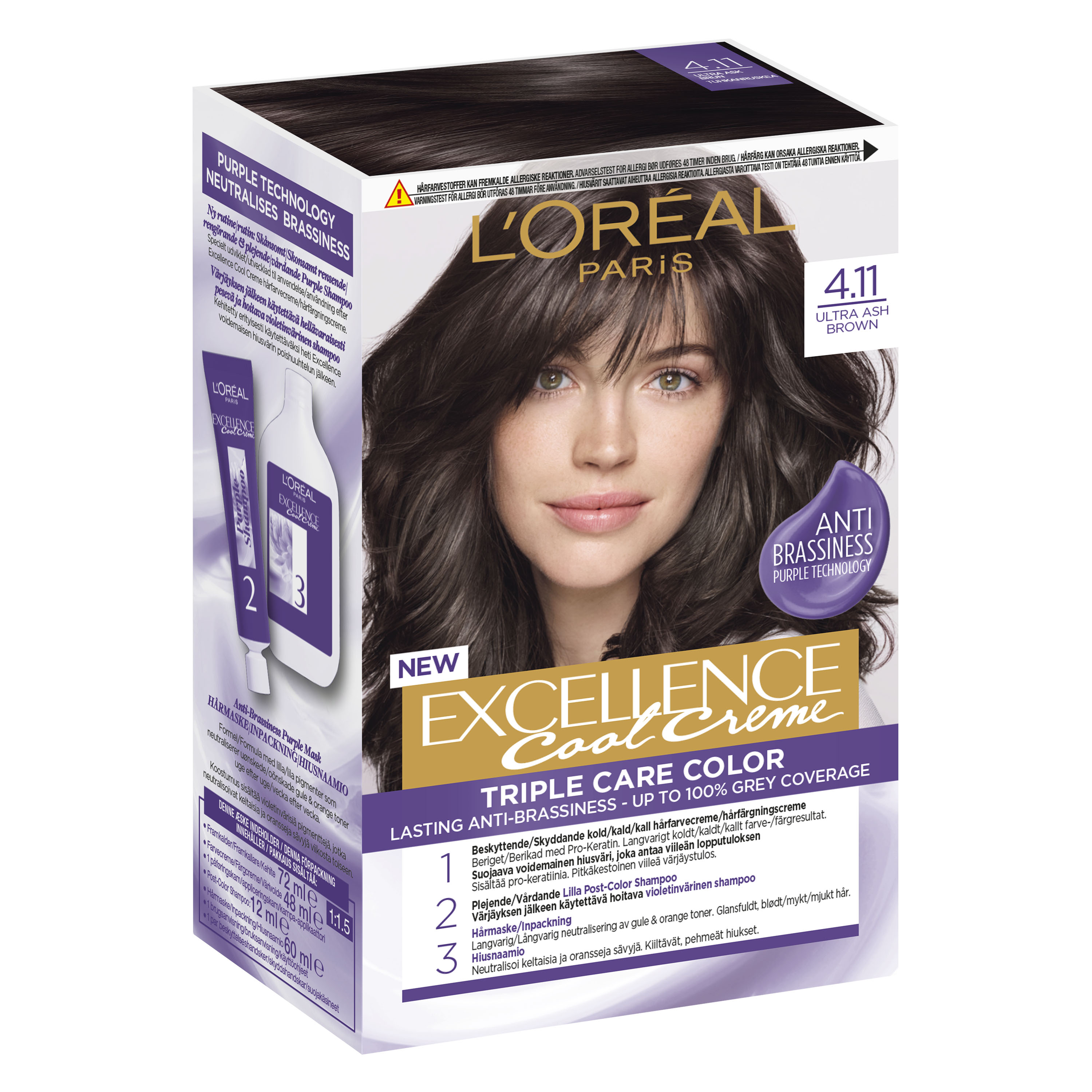 L'Oreal Excellence Cool Cream hárlitur #4.11 Ultra Ash Brown