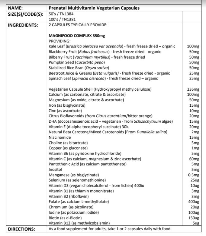 Terranova Prenatal Multivitamin Complex 50 hylki (2)