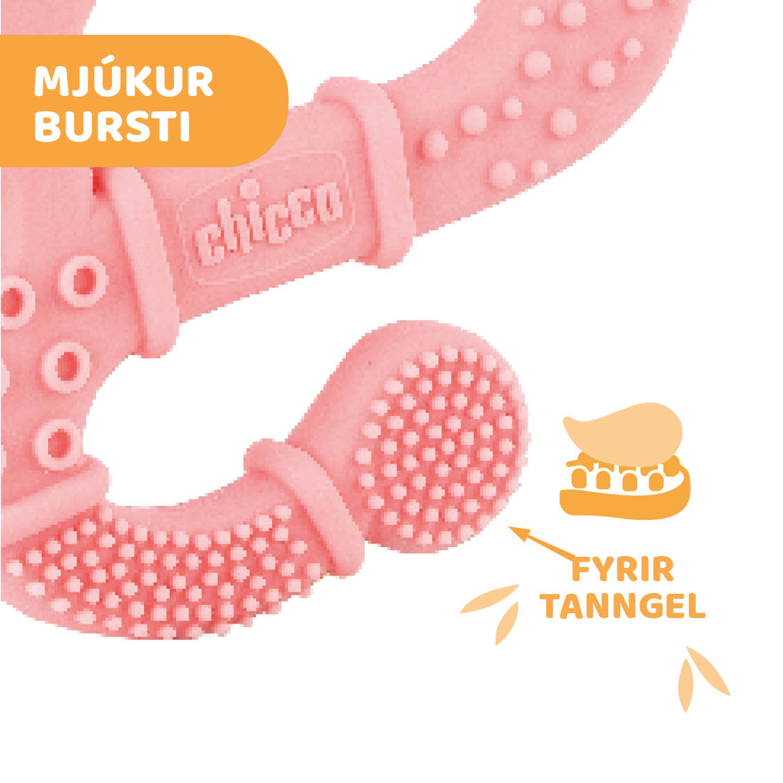 Chicco tannhring silicone bleikur +2mán (5)