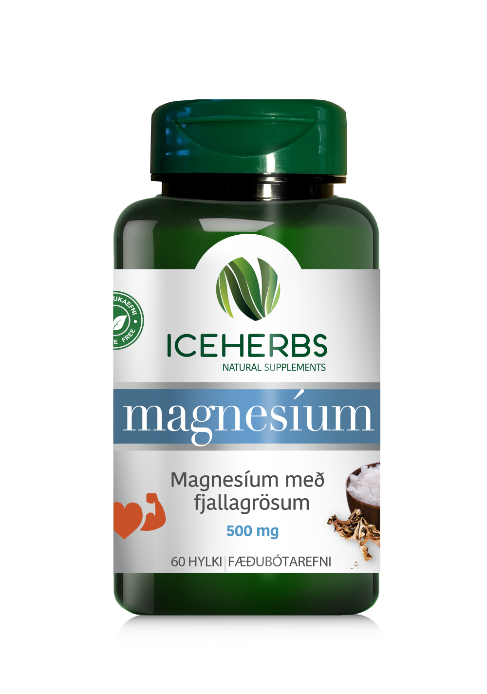 Iceherbs Magnesíum  með fjallagrösum 60 hylki