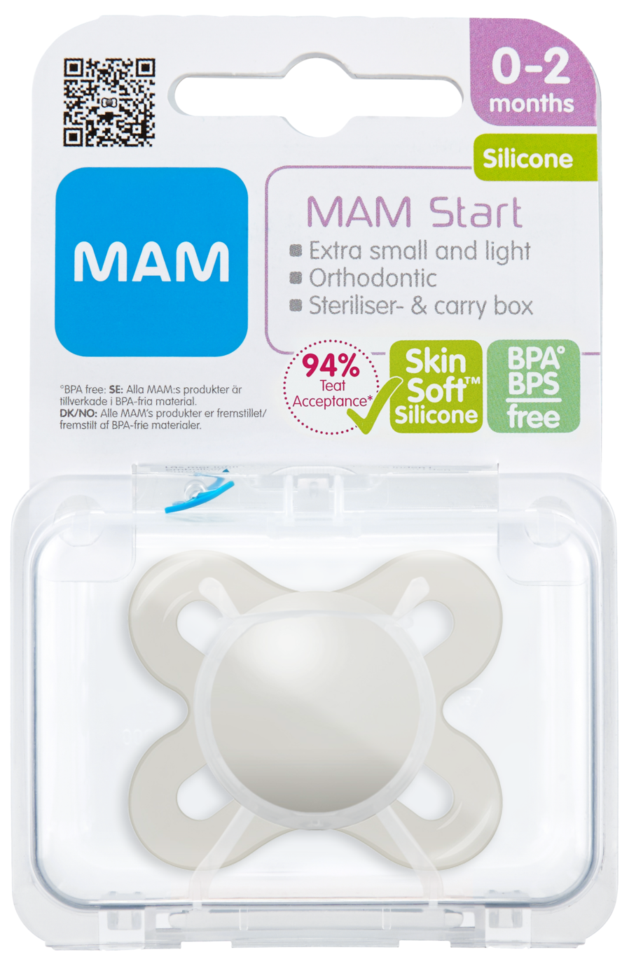 MAM Start snuð Silk Teat 1 stk.  0-2 mánaða #4 litir (6)