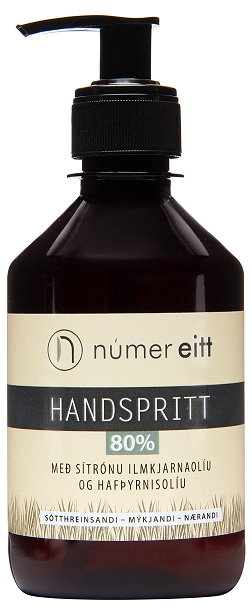 Númer Eitt handspritt 80% með sítrónu 300 ml.