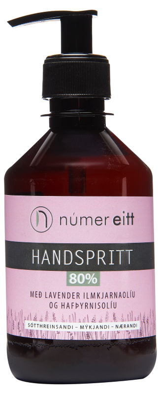 Númer Eitt handspritt 80% með Lavender 300 ml.