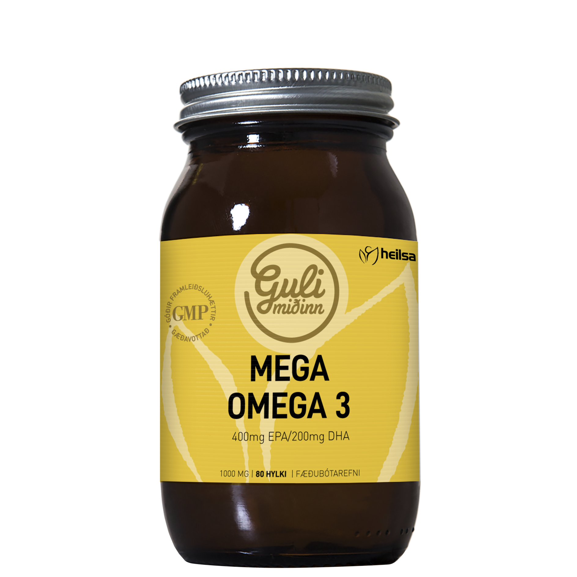 Guli Miðinn Mega Omega 3, 80 hylki