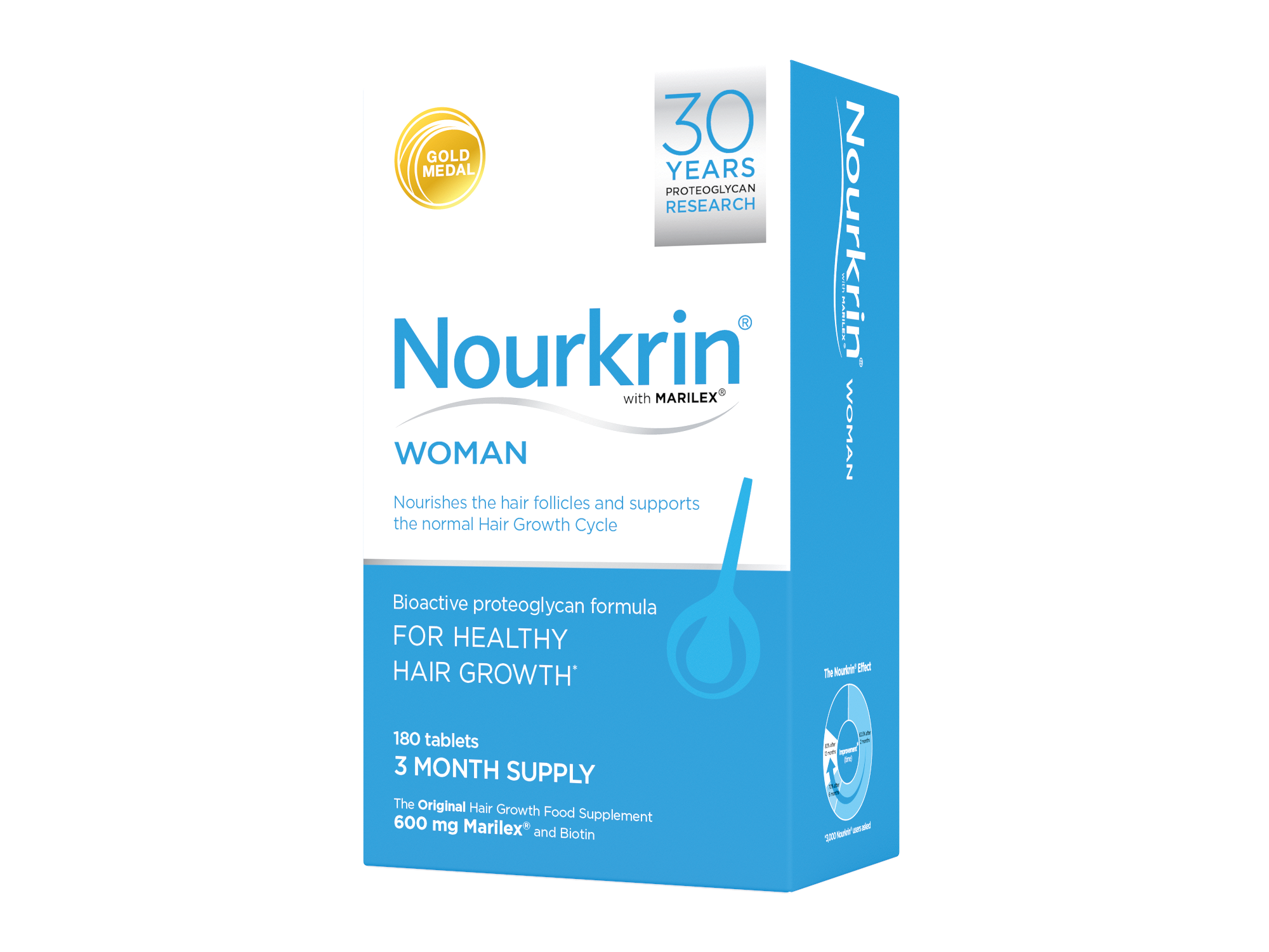 Nourkrin Woman hárkúr 3ja mánaða skammtur, 180 töflur