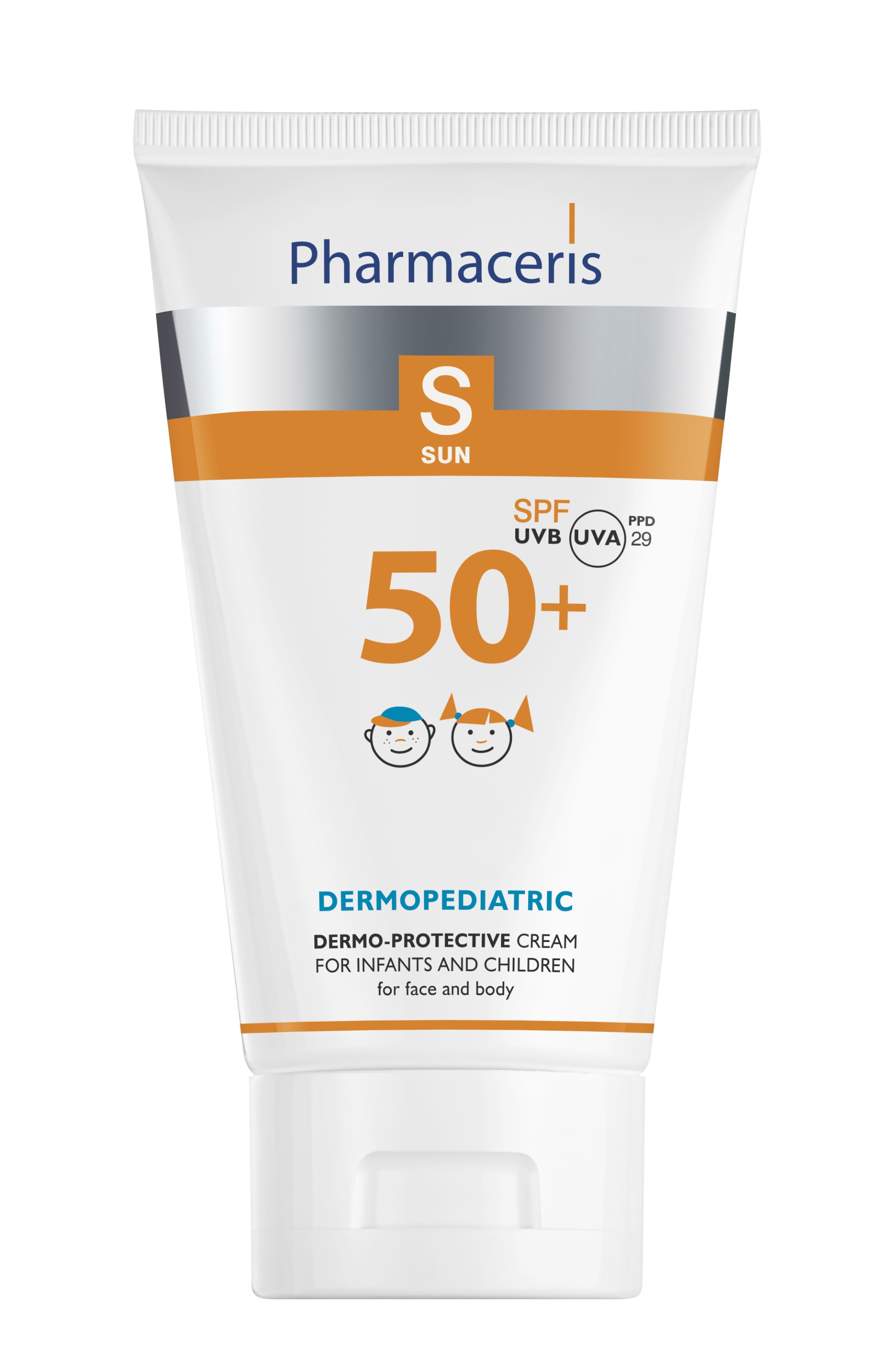 Pharmaceris S, Sólarvarnir fyrir andlit og líkama fyrir börn SPF50, 125 ml.