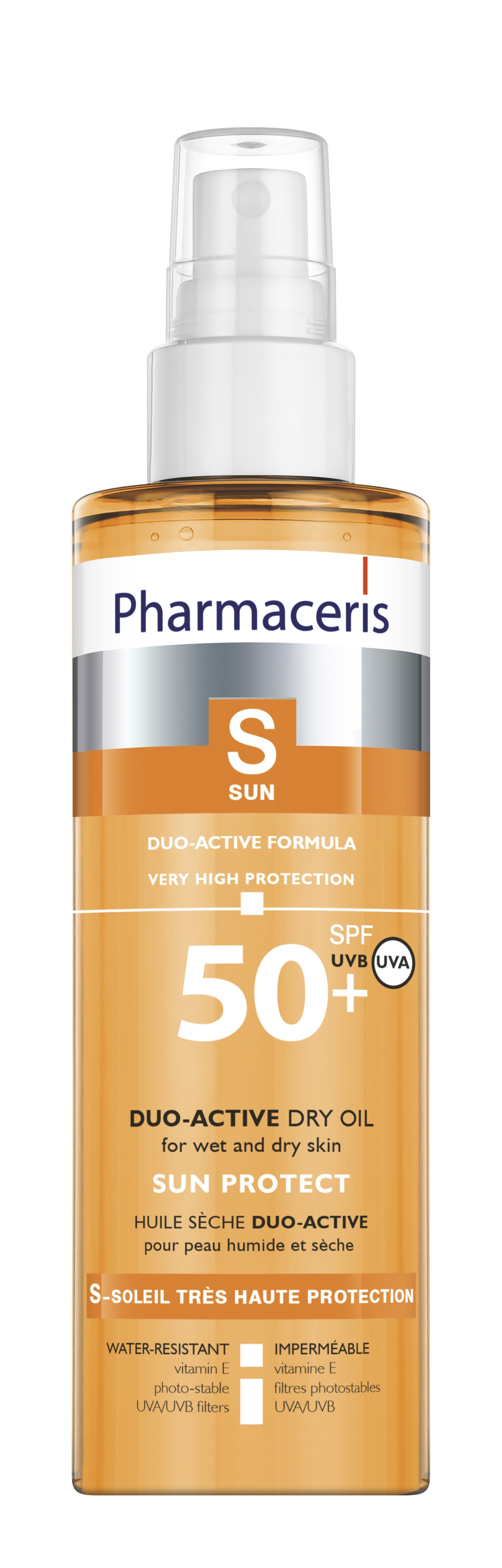 Pharmaceris S, SPF50+ Duo-active Sólarvarnir á þurra/blauta húð 200 ml.