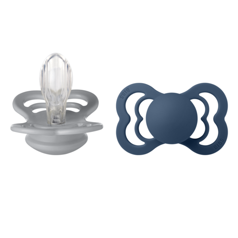 BIBS Supreme Cloud/Steel Blue Silicon 6 mán+ #stærð 2 (1)