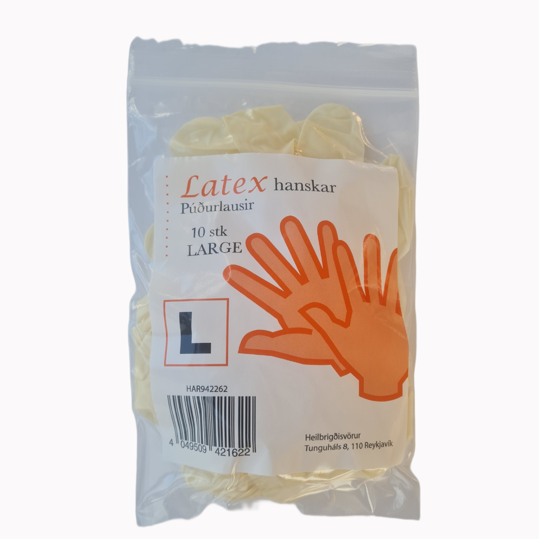 Hanskar Latex  án púðurs 10 stk. #large