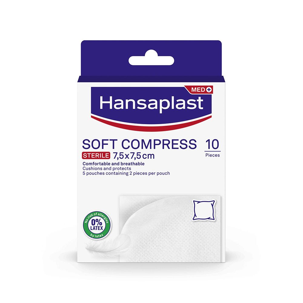 Hansaplast Soft Compress Sterile 7,5x5cm, 10 stk.