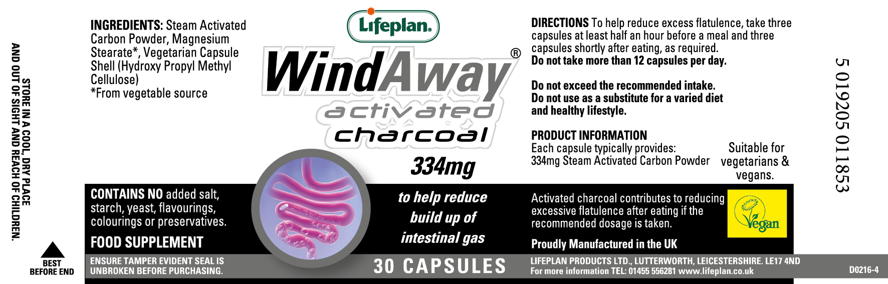 Lifeplan Windaway Activated Charcoal 30 töflur (1)
