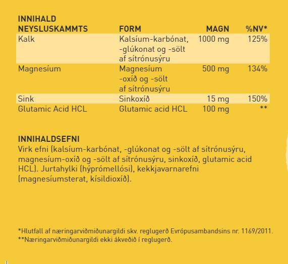 Guli miðinn Kalk, magnesíum og sínk 120 hylki (1)