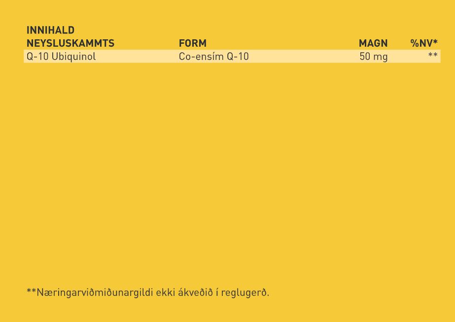 Guli Miðinn Q10 Ubiquinol 50 mg 60 hylki (1)