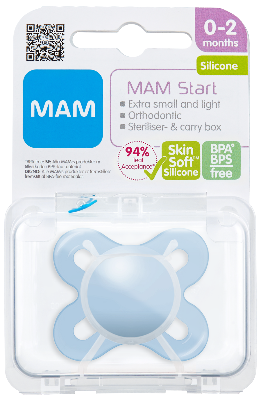 MAM Start snuð Silk Teat 1 stk.  0-2 mánaða #4 litir (5)