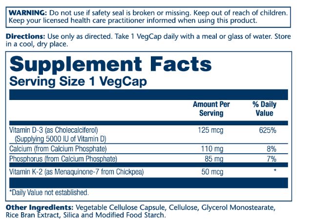 Solaray Vitamin D-3 & K-2, 60 hylki (1)